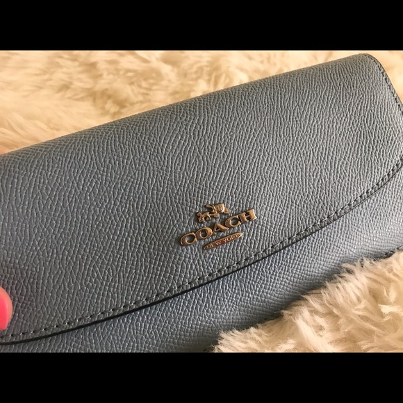 SOLD Coach Slim Envelope Wallet Blue - Picture 10 of 10